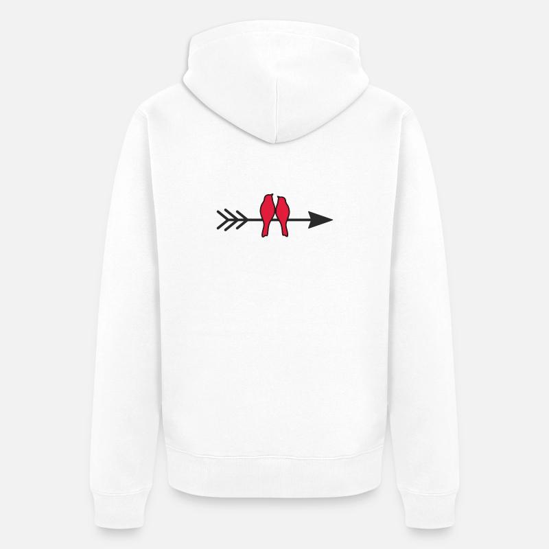 Oiseaux amoureux - Veste à capuche bio Premium Unisexe - blanc