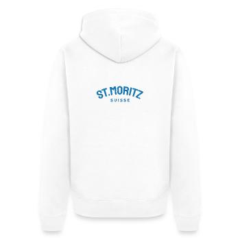 St. Moritz - Suisse - Switzerland - Swiss - Unisex Premium Organic Zip Hoodie - white - Back - Thijin (182cm)