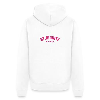 St. Moritz - Suisse - Switzerland - Swiss - Unisex Premium Organic Zip Hoodie - white - Back - Thijin (182cm)