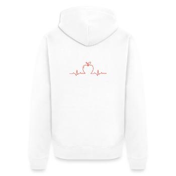Apple teacher heartbeat - Unisex Premium Organic Zip Hoodie - white - Back - Thijin (182cm)