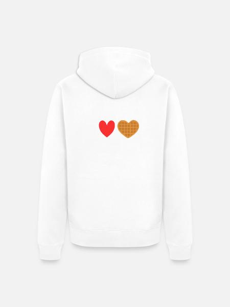 I Love Waffles Heart Waffle Breakfast - Unisex Premium Organic Zip Hoodie - white