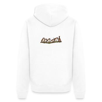 Sperlinge am Ast Naturillustration - Unisex Premium Bio Zip Hoodie - Weiß - Hinten - Thijin (182cm)
