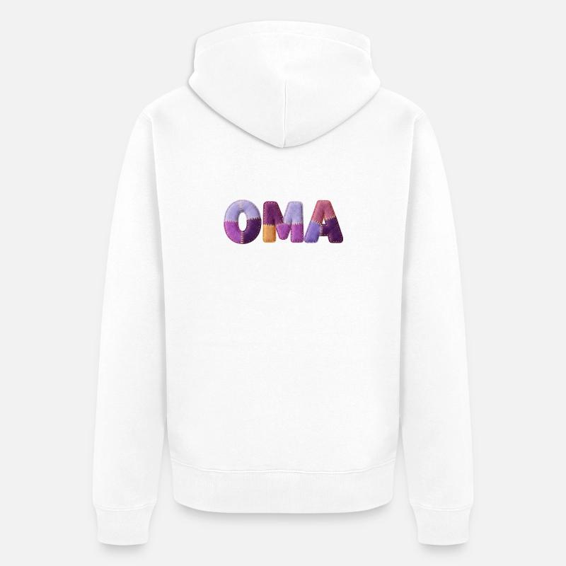 Oma Patchwork Buchstaben Top Trend - Unisex Premium Bio Zip Hoodie - Weiß