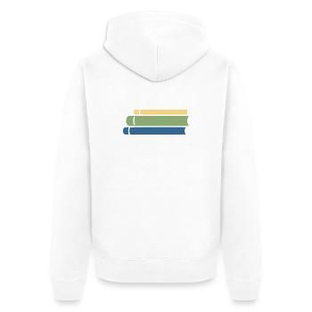 Stack of Books Colorful Flat Design - Unisex Premium Organic Zip Hoodie - white - Back - Thijin (182cm)