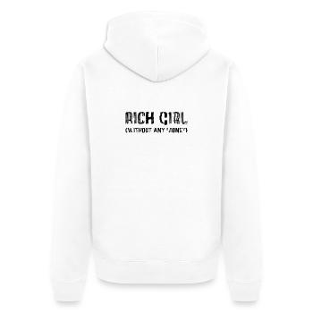 Fille riche – Sans aucun relevé d’argent - Veste à capuche bio Premium Unisexe - blanc - Dos - Thijin (182cm)