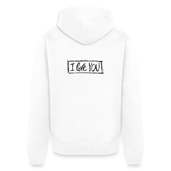 I love you - Black lettering - Unisex Premium Organic Zip Hoodie - white - Back - Thijin (182cm)