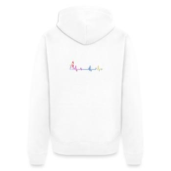 Regenbogen Puls Silhouette - Unisex Premium Bio Zip Hoodie - Weiß - Hinten - Thijin (182cm)