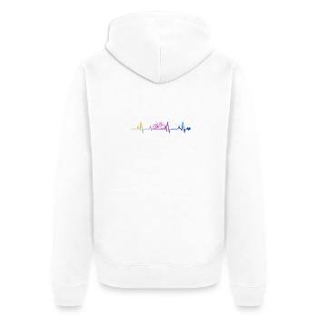 Fahrrad-Herzschlag im Regenbogen - Unisex Premium Bio Zip Hoodie - Weiß - Hinten - Thijin (182cm)