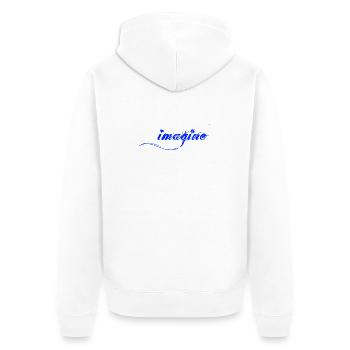 Imagine there is Peace and Love, Schrift - Unisex Premium Organic Zip Hoodie - white - Back - Thijin (182cm)