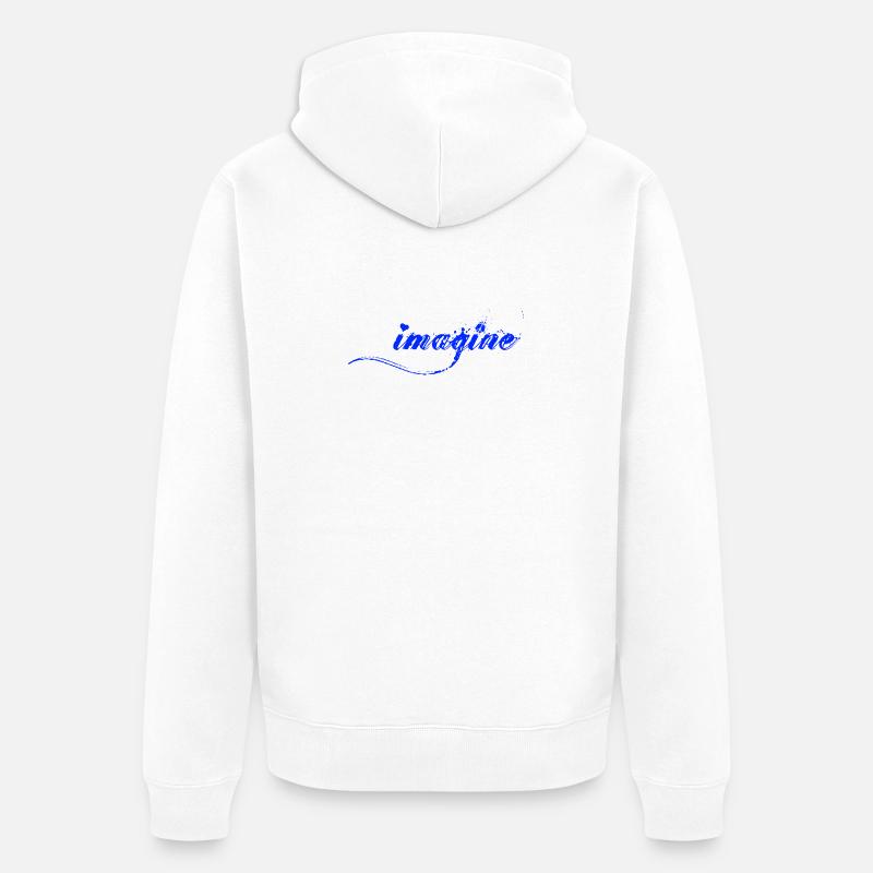 Imagine Blaue Farbklecks Script - Unisex Premium Bio Zip Hoodie - Weiß