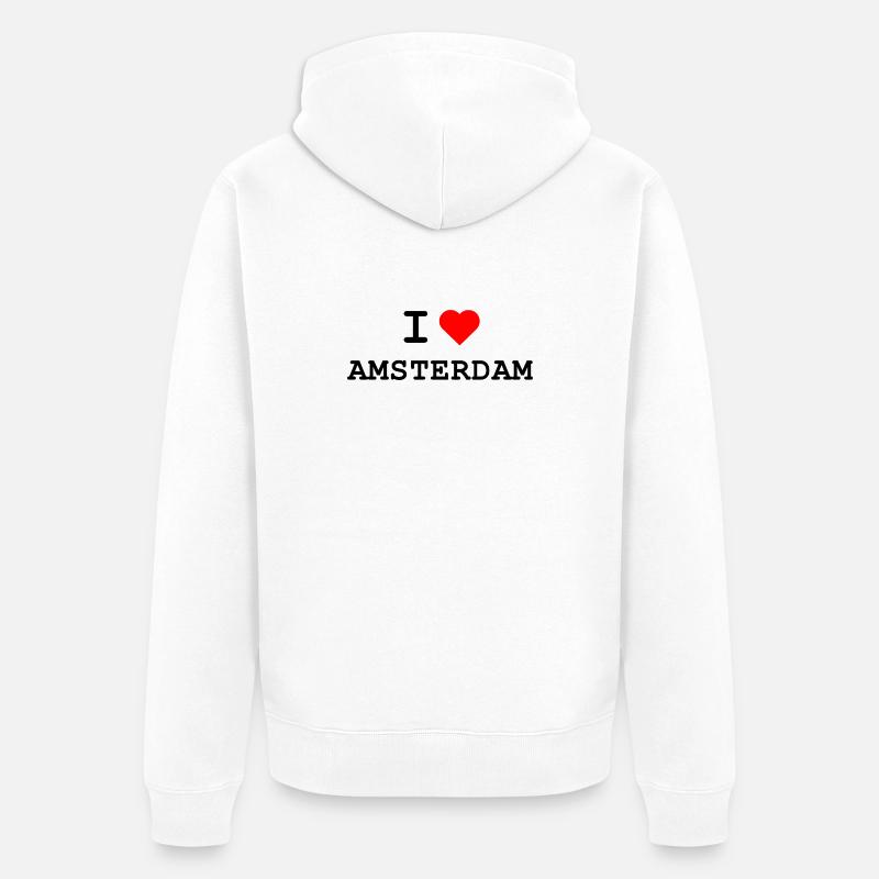 Ich liebe Amsterdam - J’adore Amsterdam - Veste à capuche bio Premium Unisexe - blanc