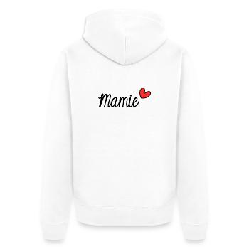 OMA. MAMA. OMA. MUTTERTAG - Unisex Premium Bio Zip Hoodie - Weiß - Hinten - Thijin (182cm)
