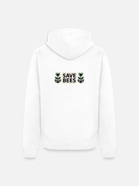 Save Bees Bees Flowers Conservation Beekeeper - Unisex Premium Organic Zip Hoodie - white