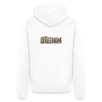 Freiheit, Verzierter Flourish. - Unisex Premium Bio Zip Hoodie - Weiß - Hinten - Thijin (182cm)