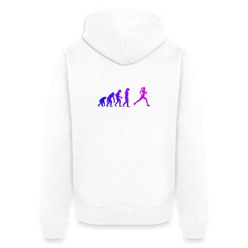 Geschenkidee für eine Running mit Running - Unisex Premium Bio Zip Hoodie - Weiß - Hinten - Thijin (182cm)