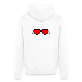 Heart Glasses - Unisex Premium Organic Zip Hoodie - white - Back - Thijin (182cm)