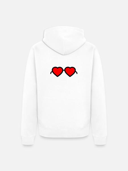 Heart Glasses - Unisex Premium Organic Zip Hoodie - white