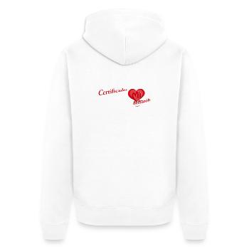 Certificado con mi corazón— Certified with My Hear - Veste à capuche bio Premium Unisexe - blanc - Dos - Thijin (182cm)