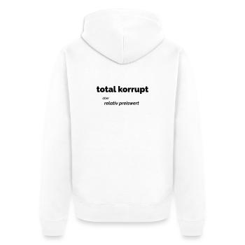 Total korrupt - Unisex Premium Bio Zip Hoodie - Weiß - Hinten - Thijin (182cm)