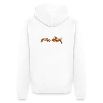 Kürbiskuchen Die Entstehung Lustiger Kürbiskuchen - Unisex Premium Bio Zip Hoodie - Weiß - Hinten - Thijin (182cm)