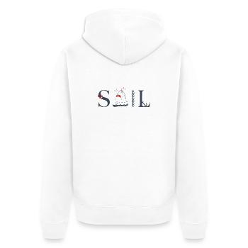 SAIL – Maritimes Typografie Design - Unisex Premium Bio Zip Hoodie - Weiß - Hinten - Thijin (182cm)