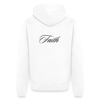 Faith Cursive Calligraphy Script Typography Graphi - Unisex Premium Organic Zip Hoodie - white - Back - Thijin (182cm)