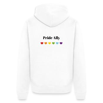 Rainbow Hearts Safe Space Pride Ally - Unisex Premium Organic Zip Hoodie - white - Back - Thijin (182cm)