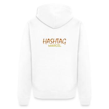Marcel - Unisex Premium Bio Zip Hoodie - Weiß - Hinten - Thijin (182cm)
