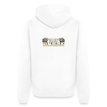 Golden Eagle und Speed - Unisex Premium Bio Zip Hoodie - Weiß - Hinten - Thijin (182cm)
