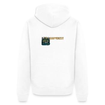 Karpfenangeln Karpfenzeit. - Unisex Premium Bio Zip Hoodie - Weiß - Hinten - Thijin (182cm)