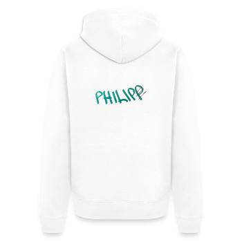 Geburtstagsgeschenk für Philip - Unisex Premium Bio Zip Hoodie - Weiß - Hinten - Thijin (182cm)