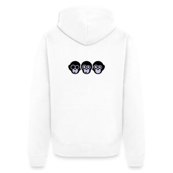 die drei affen - Unisex Premium Bio Zip Hoodie - Weiß - Hinten - Thijin (182cm)