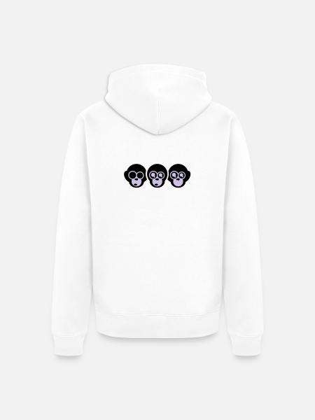 trois singes - Veste à capuche bio Premium Unisexe - blanc