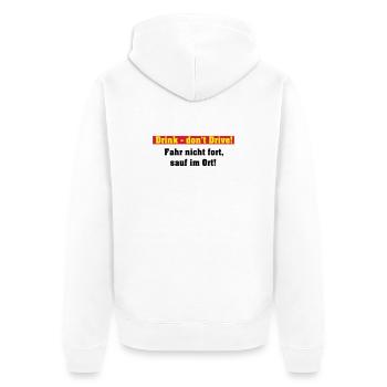 Party Shirt , Drink ... sauf im Ort (25) - Unisex Premium Bio Zip Hoodie - Weiß - Hinten - Thijin (182cm)