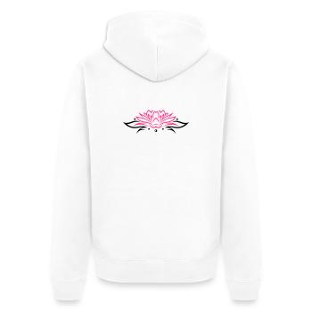 Lotus, Lotusblüte mit Blättern - Veste à capuche bio Premium Unisexe - blanc - Dos - Thijin (182cm)