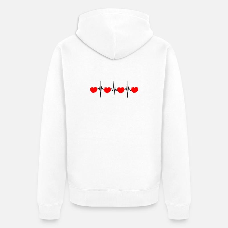 Herzfrequenz hartes rotes Cardio-EKG - Unisex Premium Bio Zip Hoodie - Weiß