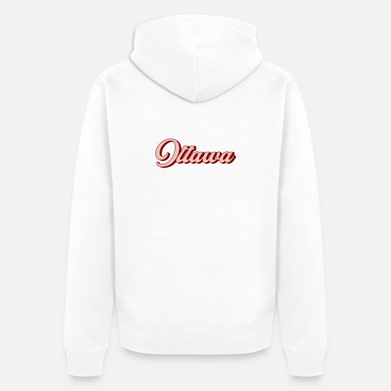Script rétro d’Ottawa - Veste à capuche bio Premium Unisexe - blanc