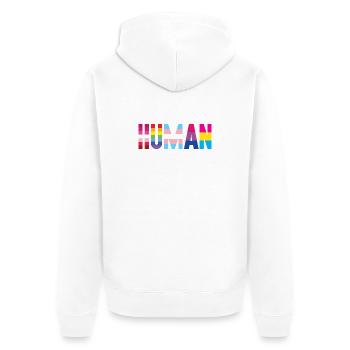 Mois de la fierté LGBT - Nous sommes tous humains - Veste à capuche bio Premium Unisexe - blanc - Dos - Thijin (182cm)