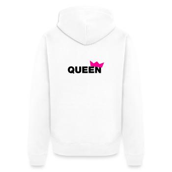 Queen Typo mit Krone / 2 Farben - Unisex Premium Bio Zip Hoodie - Weiß - Hinten - Thijin (182cm)