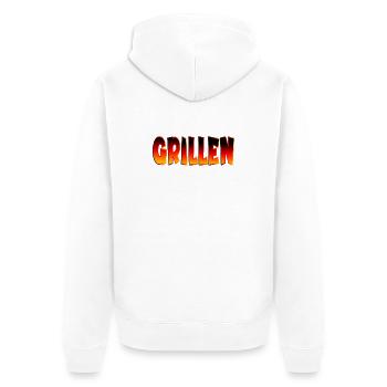 GRILLEN DEUTSCHLAND - Unisex Premium Bio Zip Hoodie - Weiß - Hinten - Thijin (182cm)