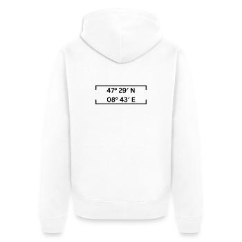 Koordinaten Winterthur Minimalistisch - Unisex Premium Bio Zip Hoodie - Weiß - Hinten - Thijin (182cm)
