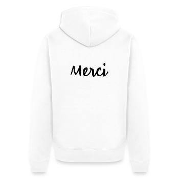 MERCI. MAÎTRESSE. MAÎTRE. MERCI MAÎTRESSE - Veste à capuche bio Premium Unisexe - blanc - Dos - Thijin (182cm)