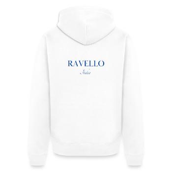 Elegantes Ravello Italia, Kunst an der Riviera - Unisex Premium Bio Zip Hoodie - Weiß - Hinten - Thijin (182cm)