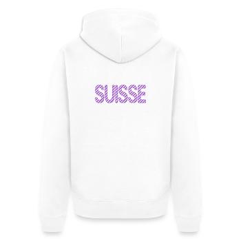 SCHWEIZ. LAND. GENF. SCHWEIZ. HUMOR. LAND - Unisex Premium Bio Zip Hoodie - Weiß - Hinten - Thijin (182cm)