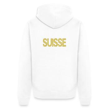 SUISSE. PAYS. GENEVE. SUISSE. HUMOUR. PAYS - Veste à capuche bio Premium Unisexe - blanc - Dos - Thijin (182cm)