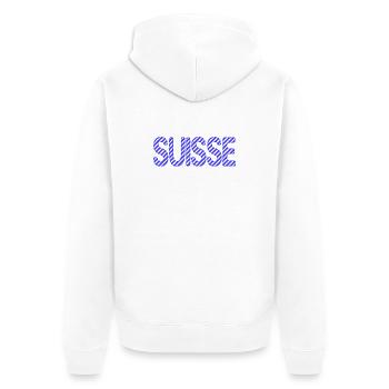 SCHWEIZ. LAND. GENF. SCHWEIZ. HUMOR. LAND - Unisex Premium Bio Zip Hoodie - Weiß - Hinten - Thijin (182cm)