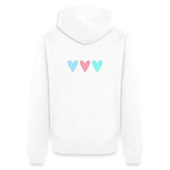 HERZ. VIELEN DANK. GELIEBTE. MEISTER. DANKE HERRIN. - Unisex Premium Bio Zip Hoodie - Weiß - Hinten - Thijin (182cm)