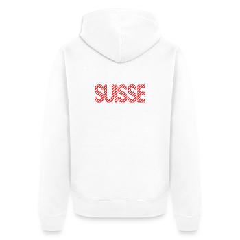 SUISSE. PAYS. GENEVE. HUMOUR. PAYS. DRAPEAU - Veste à capuche bio Premium Unisexe - blanc - Dos - Thijin (182cm)