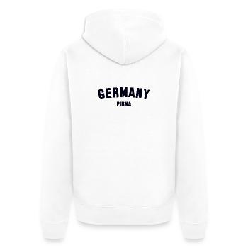 PIRNA Allemagne - Veste à capuche bio Premium Unisexe - blanc - Dos - Thijin (182cm)