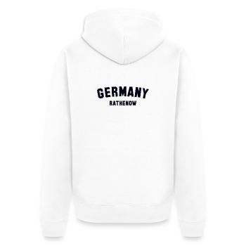 RATHENOW Germany - Unisex Premium Bio Zip Hoodie - Weiß - Hinten - Thijin (182cm)